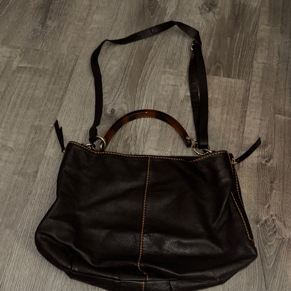 Brown Leather Made In Italy Shoulder Bag